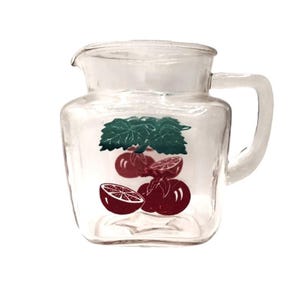Vintage tomato juice pitcher, Small glass pitcher, Vintage kitchen