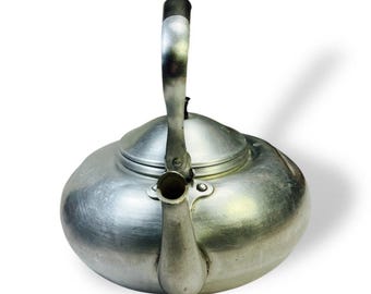 Vintage Tea Kettle British Colony Viking Hong Kong Large Aluminum Teapot Farmhouse Granny Core