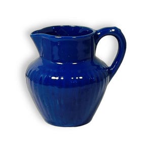 Cobalt Blue Glazed Creamer, Pottery, Ceramic, Farmhouse, 3 1/2&quot;