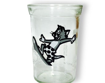 Tom and Jerry Surfing, Welch's Jelly Jar, Juice Glass, Hanna Barbera Cartoon Character, Vintage Drinkware