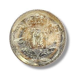 Yellowstone National Park Souvenir Plate Vintage Travel Memorabilia