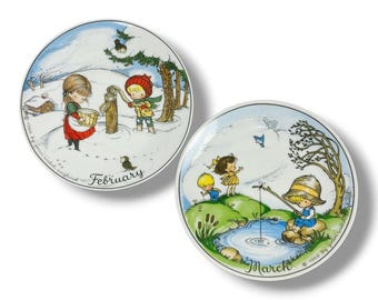 Joan Walsh Anglund Decorative Month Plates Collectible February March