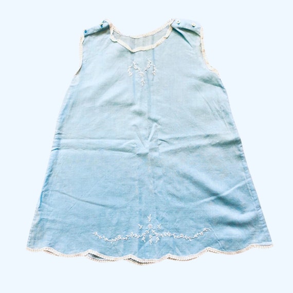 Vintage Blue Smocked baby or doll dress set, Sund… - image 2