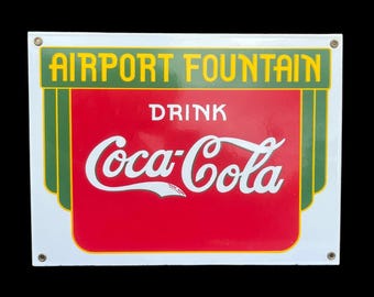 Porcelain Enamel Metal Coca Cola Airport Fountain Sign