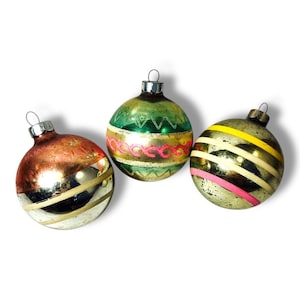 Vintage Shiny Brite Mercury Glass Striped Christmas Ornaments 2.5&quot;