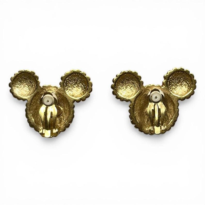 Mickey Mouse Clip Earrings Goldtone Disney Vintage 1990s image 3
