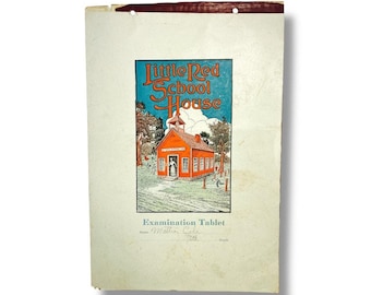 Little Red School House Examination Tablet Cover Art Vintage School Supply Classroom Decor