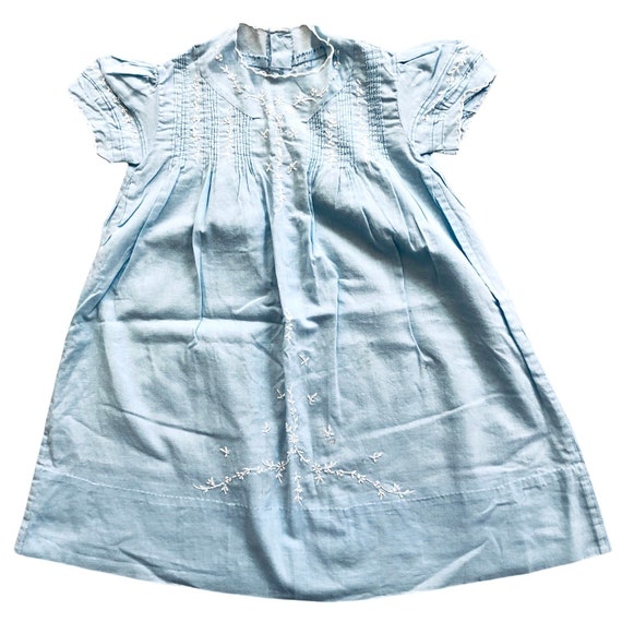 Vintage Blue Smocked baby or doll dress set, Sund… - image 5