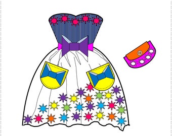 Doll Fashion art kolorowanki łatwe, relaksujące, zabawa kolorowanki wielkie dzieci zestaw działań 1