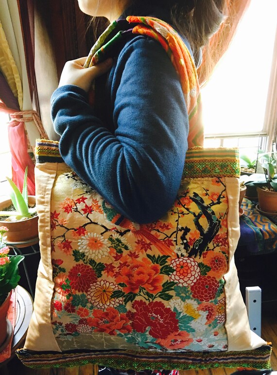 Japanese Kimono Sash Obi Bag Zipper In The Back Etsy