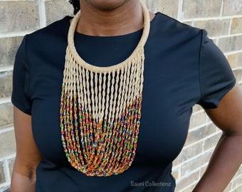 Handmade Maasai Beaded Necklace: African Tribal Jewelry
