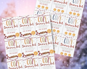 Editable PDF Simmer Pot Gift Tags, Fall Simmering Pot Labels Printable, Stovetop Simmer Pot Recipes, Thanksgiving Gift Idea
