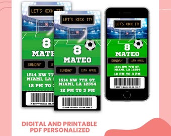 World Cup 2026 Soccer Birthday Invitation, Soccer Ticket Birthday Soccer, world cup birthday invitation 2026, world cup invitation for boy