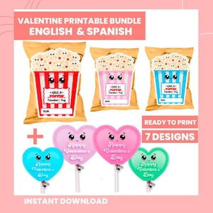 Valentine's Day spanish, Kids Valentine, valentines Kids printable, valentines printable kid,  valentine, Lollipop Holder, popcorn valentine