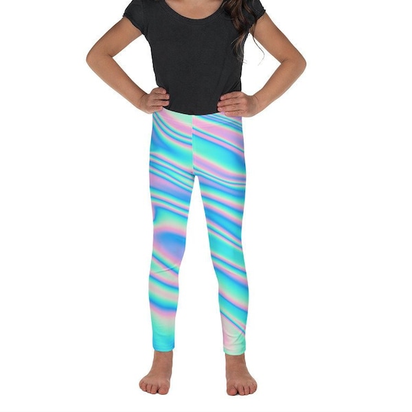 Holographic Swirls Sweeps Jiujitsu BJJ Kids Spats Holographic Look Leggings - MMA Jiu Jitsu Spats BJJ Unicorn Rainbow Athletic Kid Leggings