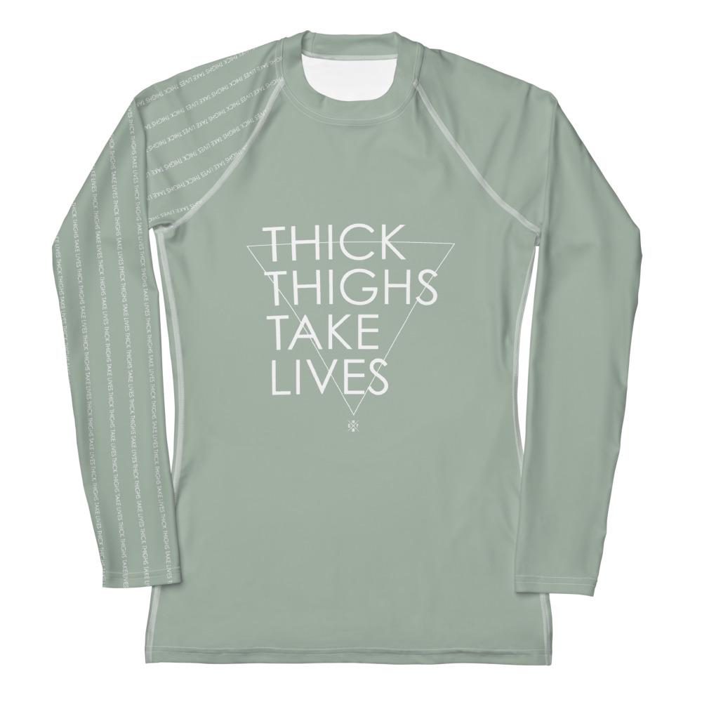 Thick Thighs Take Lives Triangle Choke Rashie  - LIGHT NEUTRALS Athletic Rash Guard BJJ Jiu-Jitsu Triangle Choke Women's Nogi Rashguard