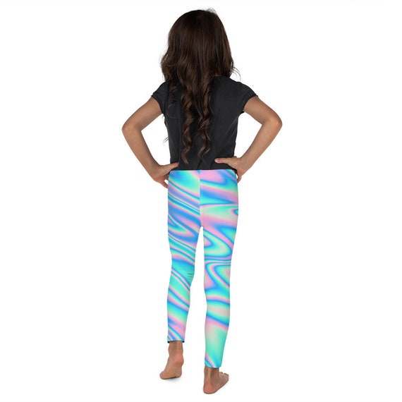 Neon Watercolor Swirls Kids Capri Leggings