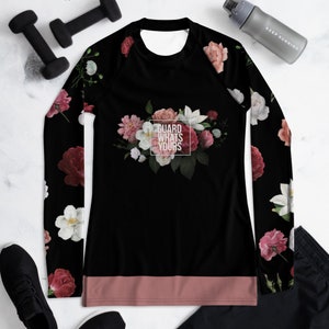 Dark Art Floral Women's Jiu Jitsu BJJ Rashie - Dark Arte Suave BJJ Floral Jiu Jitsu Rash Guard JiuJitsu Black Roses Women's BJJ Rashguard