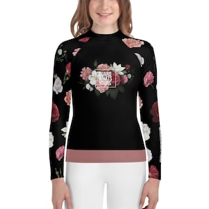 Dark Art Floral Kinder Jiu Jitsu BJJ Rashie - Dark Arte Suave BJJ Floral Jiu Jitsu Rash Guard JiuJitsu Schwarze Rosen Jugend BJJ Rashguard