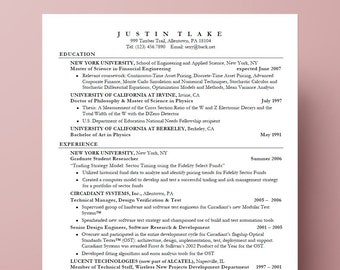 Finance Graduate Cv Etsy
