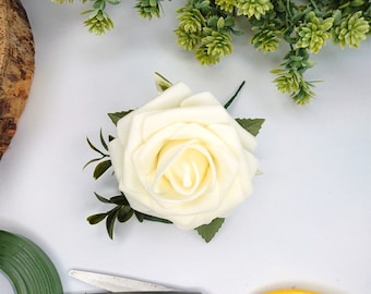 Cream Rose Buttonhole or Lapel/Wrist/Handbag Corsage, Artificial Wedding Flowers, Rose Corsage, Rose Buttonhole, Wrist Corsage, UK