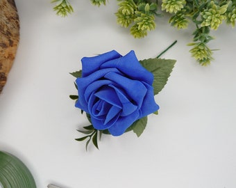 Blue Rose Buttonhole or Lapel/Wrist/Handbag Corsage, Artificial Wedding Flowers, Rose Corsage, Rose Buttonhole, Wrist Corsage, UK