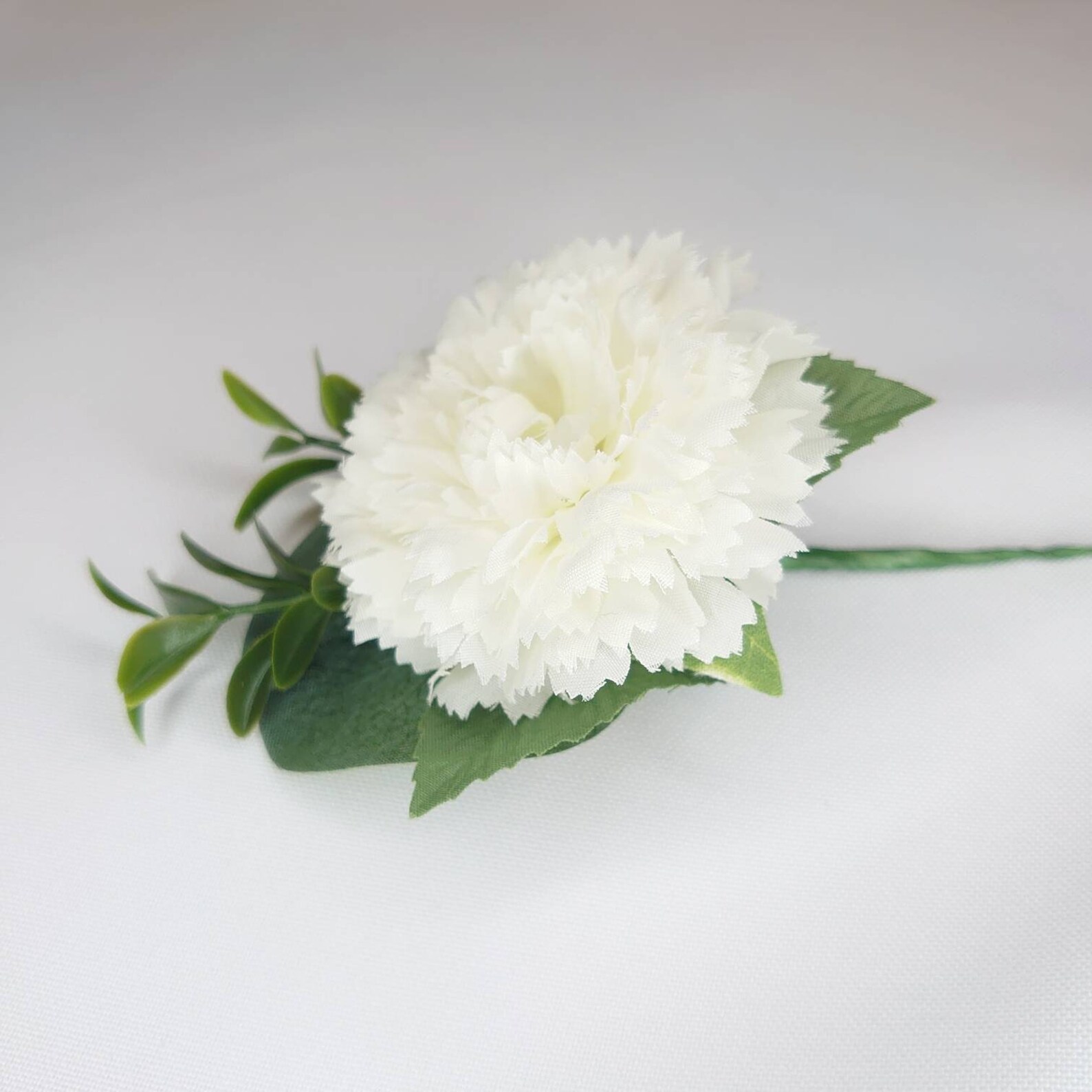 White Carnation Buttonhole Artificial Wedding Flowers Etsy