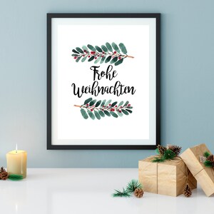 Frohe Weihnachten Print, Instant Digital Download, Christmas Instant Printable, Christmas Decor, Holiday Decor, 8x10