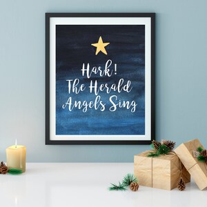 Hark! The Herald Angels Sing, Instant Digital Download, Christmas Instant Printable, Christmas Decor, Holiday Decor, 8x10