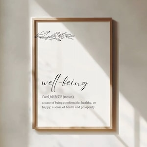 Well being poster definition print living room art quote print home office wall art self care gift self love self care poster self love club