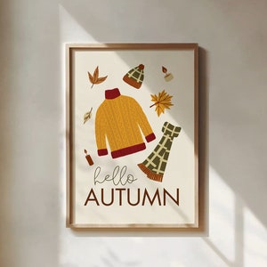 Fall wall art printable fall wall decor hello autumn print autumn wall art aesthetic fall decor neutral cozy fall decor fall gallery wall
