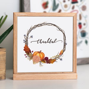 Thankful Thanksgiving Wall Art Print, Happy Thanksgiving Decor Modern Farmhouse Decor, Autumn Poster Printable Wall Art, Fall Wall Art Print