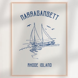 Póster de arte mural de Narragansett, Rhode Island, arte mural náutico costero, póster de Narragansett, Rhode Island, regalo, decoración moderna para apartamentos.