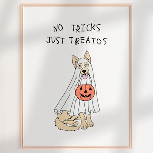 Halloween kunst aan de muur Trick or Treat Duitse herder kunst, Halloween hond kunst aan de muur, grappige Halloween printables hond moeder cadeau leuke Halloween prints