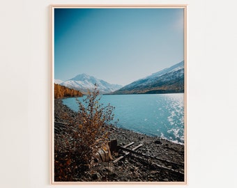 Alaska Eklutna Lake decor photography print moody wall art lake photo print nature wall art forest fog autumn forest printable fall wall art