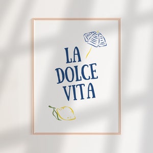 La Dolce Vita Wandkunst Italien Reiseplakat, Amalfiküste Italien Wandkunst italienischer Druck, La Dolce Vita Druck, minimalistische Positano Zitrone Kunst