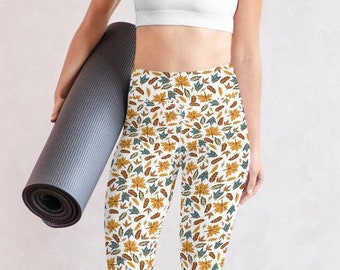 Fall leaves leggings for women autumn leaves leggings Thanksgiving leggings womens capri leggings butter soft fall plus size yoga leggings