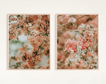 Spring gallery wall set of 2 printable blossom tree wall art  floral botanical print Spring home decor flower photography digital download