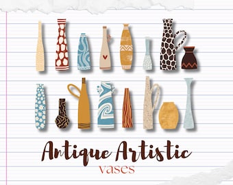 Vase Clipart, Vase Shapes, Antique Vase PNG, Vase Shape Cut File, Greek Vase Illustration, Pottery Clipart, Pottery Shapes, Boho Vase Shapes