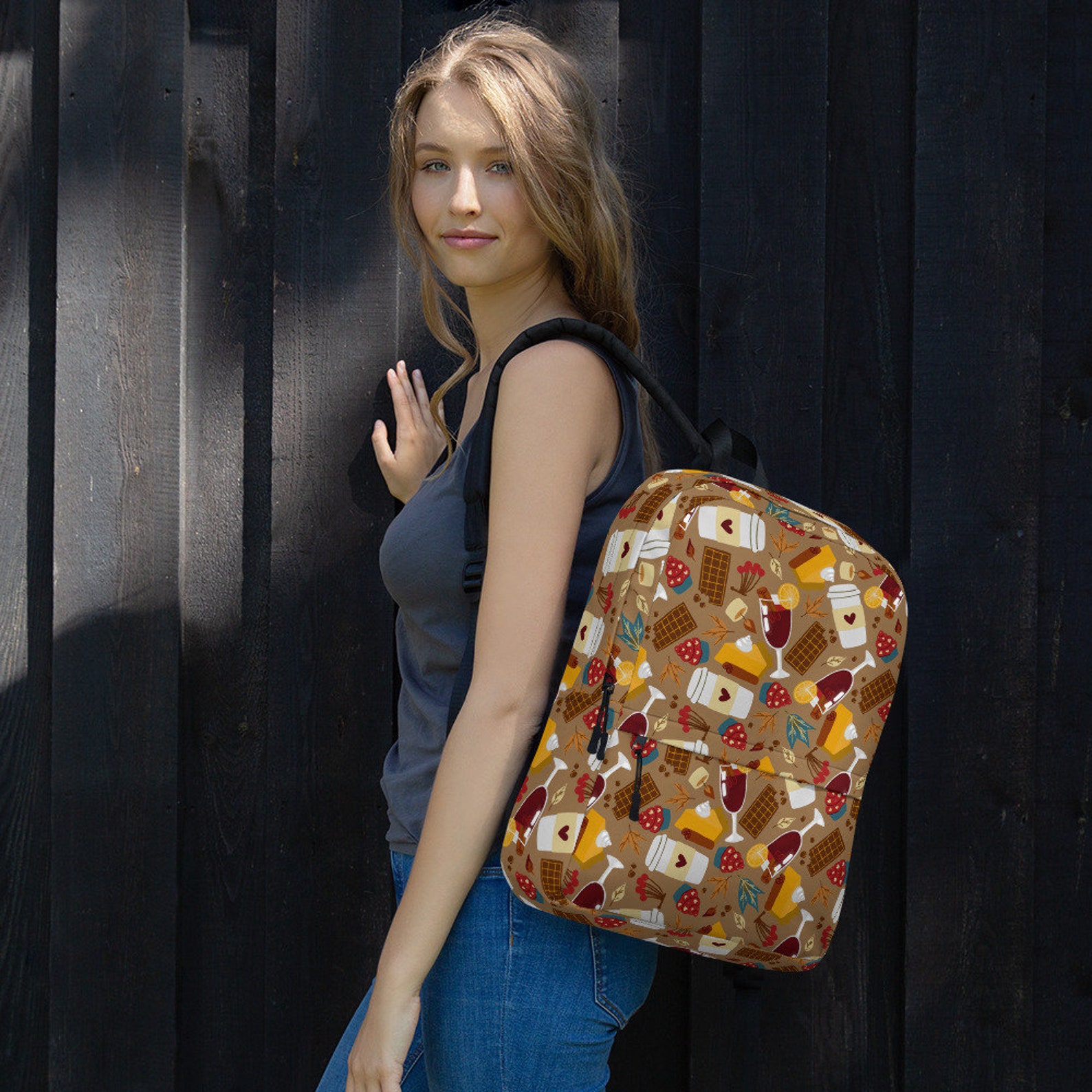 Unique autumn backpack. Fall rucksack with pumpkin pie Etsy