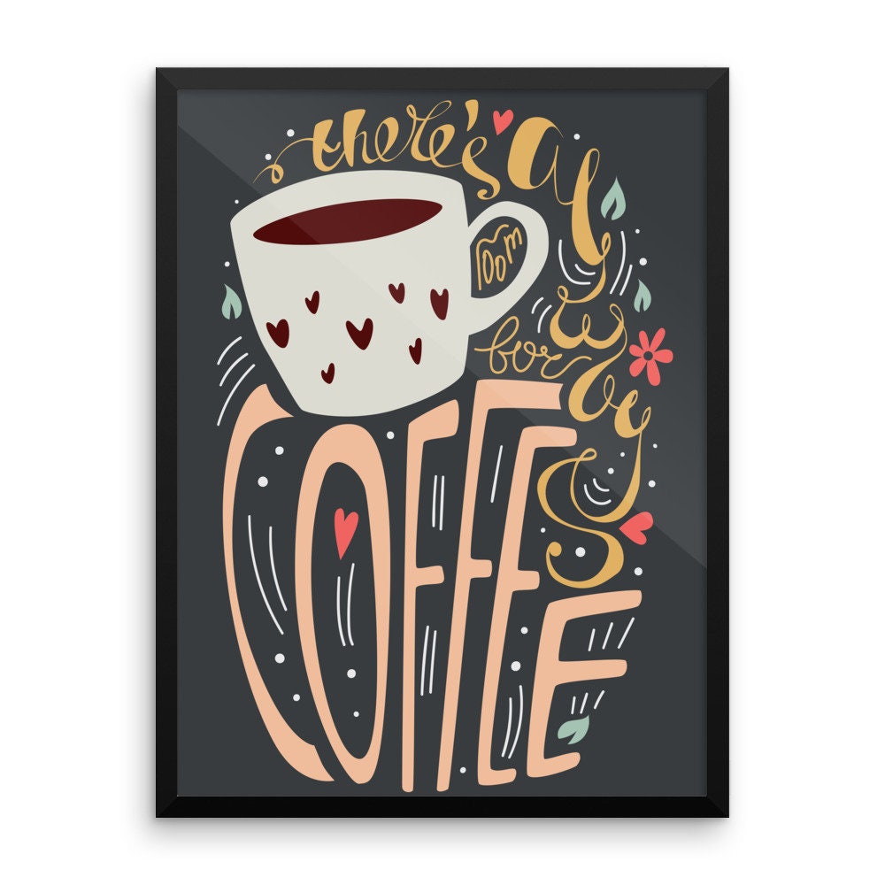 Framed Coffee Art. Unique Coffee Print Art With Calligraphy Etsy UK