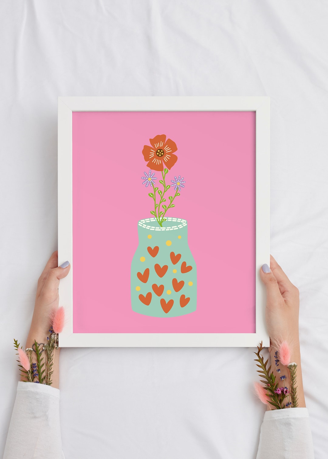 Pink Spring Decor Flower Easter Wall Art Spring Kids Room Decor Pastel