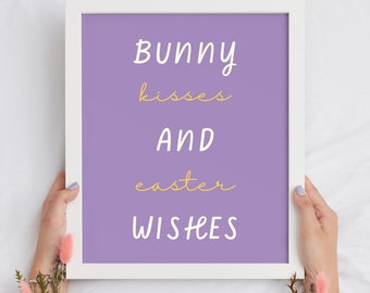 Easter bunny wall art Spring kids room decor pastel wall art Easter bunny decor Happy Easter sign holiday prints Easter printable wall art