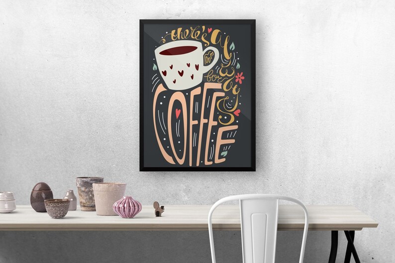 Framed Coffee Art. Unique Coffee Print Art With Calligraphy Etsy UK