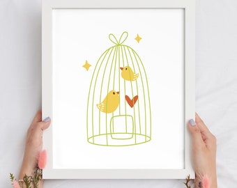 Spring wall art digital download Easter wall art print birds Easter chick decoration pastel wall art nursery wall decor Happy Easter sign