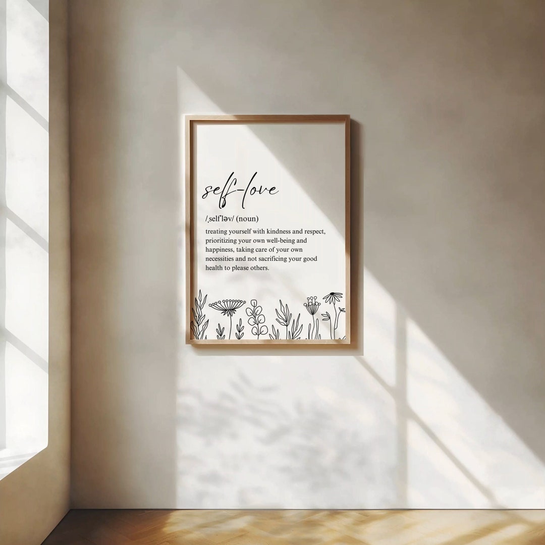Self Love Definition Print, Self Love Wall Art Printable Self Care Wall ...