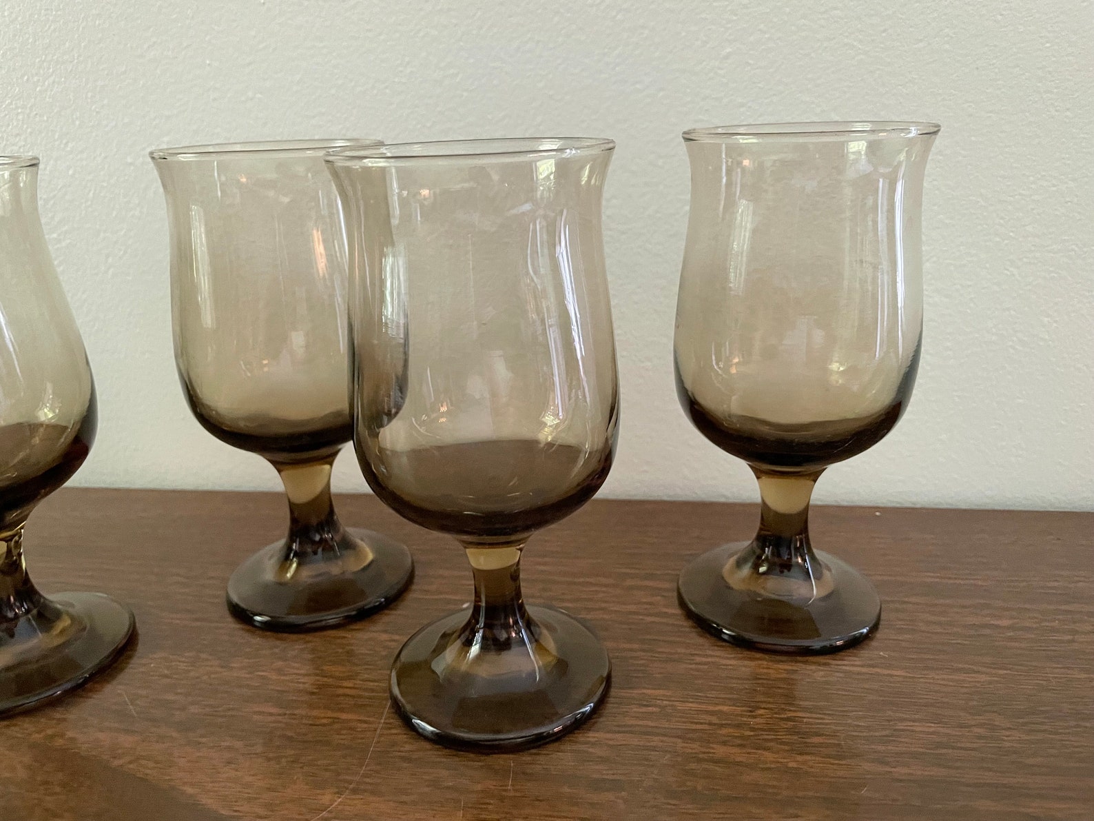 Vintage Brown Glass Drinking Glasses Set of Six Etsy