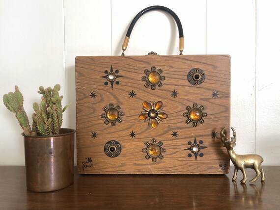 Vintage Wood Enid Collins Millie Fleur Bag / Vinta