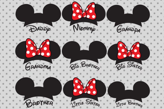 Download Disney family svg Mouse Ears svg Minnie Bow svg Little