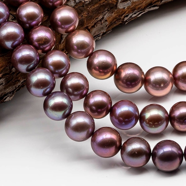 Perla rotonda Edison da 11-14 mm metallizzata con straordinaria lucentezza, tutti i colori naturali con imperfezioni per la creazione di gioielli, SKU # 1667EP